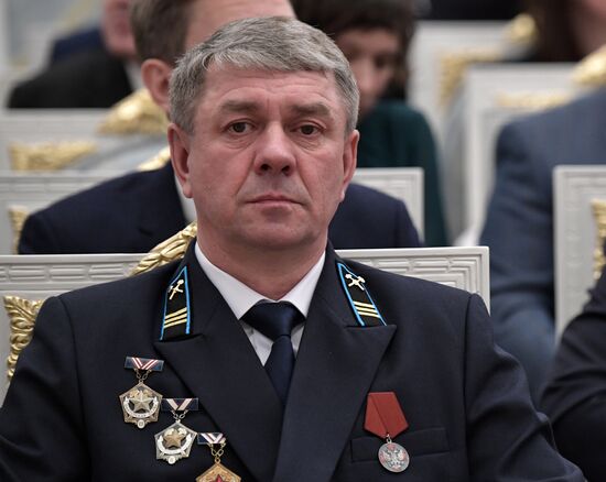 Russian President Vladimir Putin presents Hero of Labor of Russian Federation medals