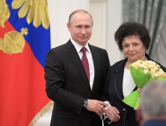 Russian President Vladimir Putin presents Hero of Labor of Russian Federation medals