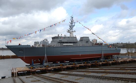 Launching mine countermeasures vessel Ivan Antonov in St. Petersburg