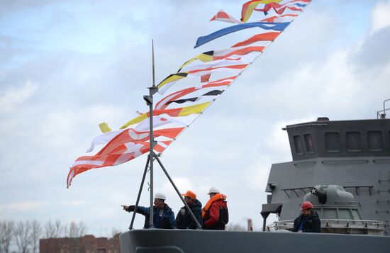 Launching mine countermeasures vessel Ivan Antonov in St. Petersburg