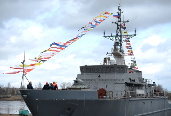 Launching mine countermeasures vessel Ivan Antonov in St. Petersburg