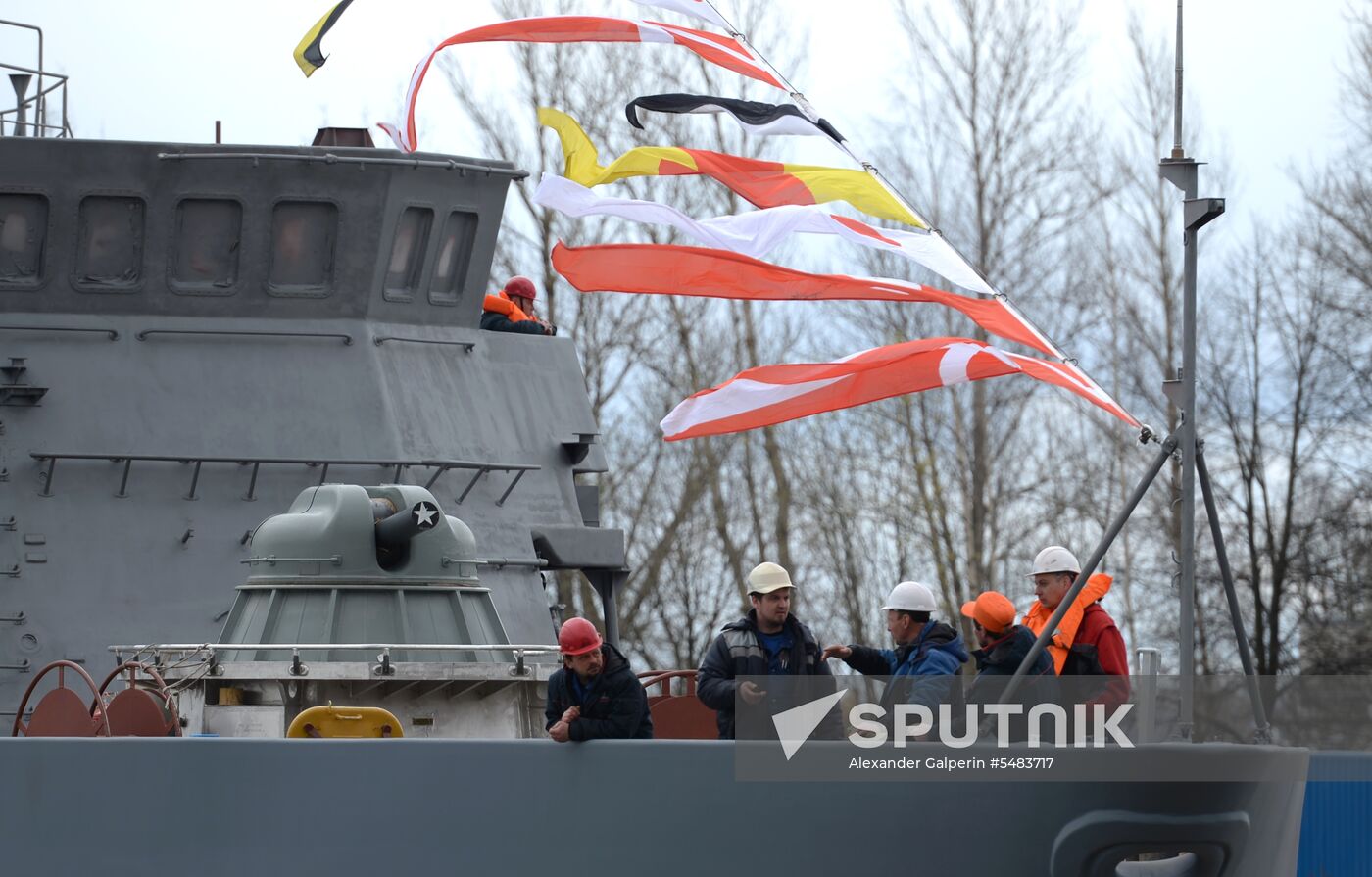Launching mine countermeasures vessel Ivan Antonov in St. Petersburg