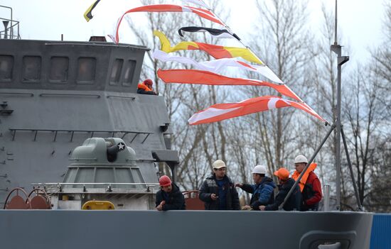 Launching mine countermeasures vessel Ivan Antonov in St. Petersburg