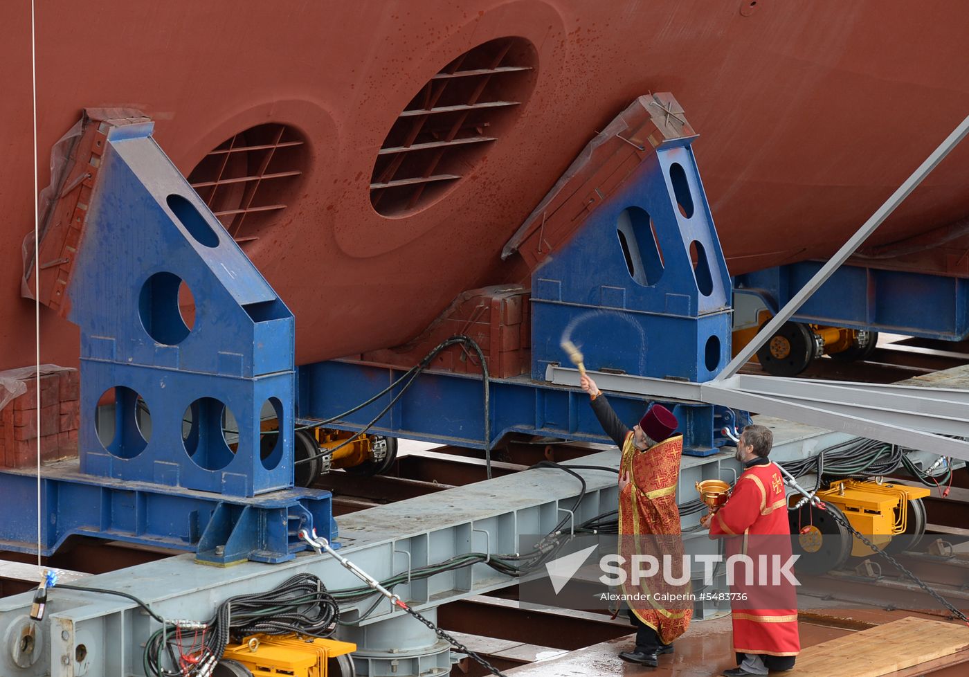 Launching mine countermeasures vessel Ivan Antonov in St. Petersburg