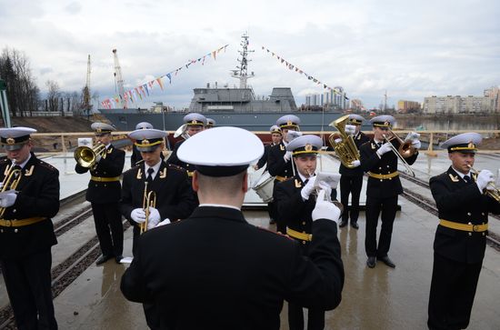 Launching mine countermeasures vessel Ivan Antonov in St. Petersburg