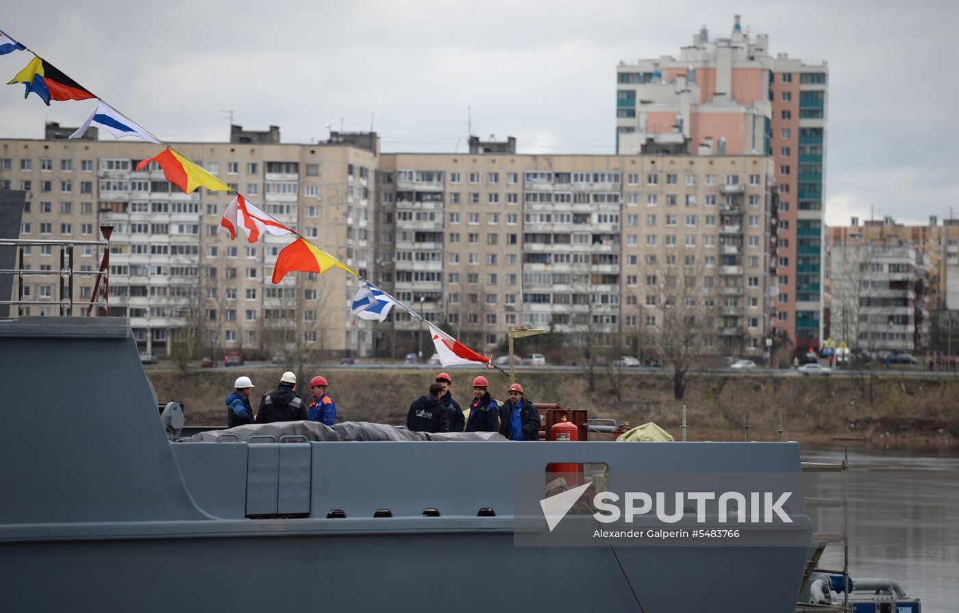 Launching mine countermeasures vessel Ivan Antonov in St. Petersburg