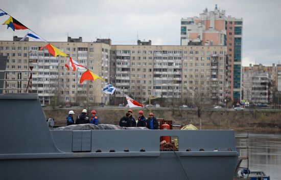 Launching mine countermeasures vessel Ivan Antonov in St. Petersburg