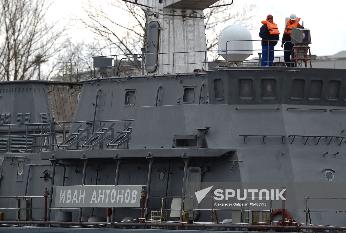 Launching mine countermeasures vessel Ivan Antonov in St. Petersburg