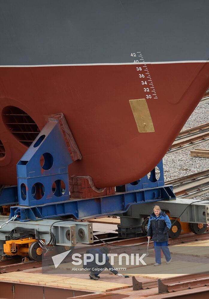 Launching mine countermeasures vessel Ivan Antonov in St. Petersburg