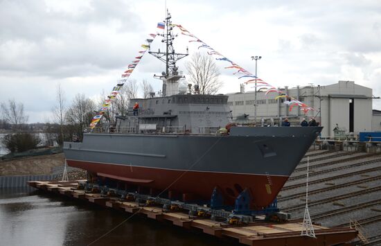 Launching mine countermeasures vessel Ivan Antonov in St. Petersburg
