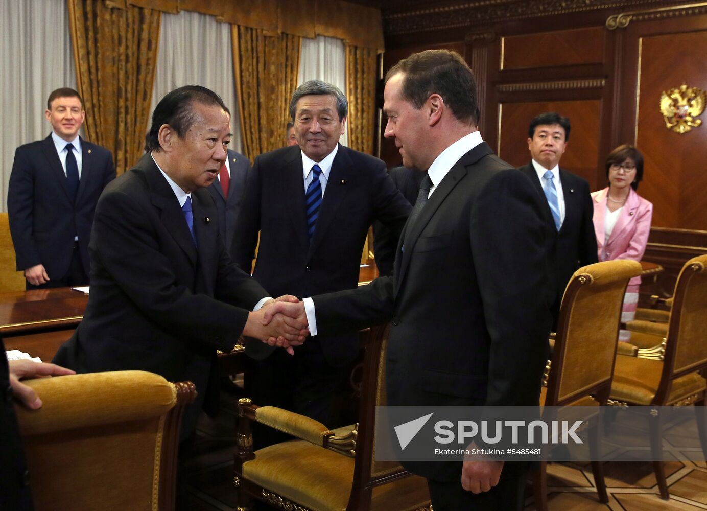 Prime Minister Dmitry Medvedev meets with Japanese LDP party leader Toshihiro Nikai