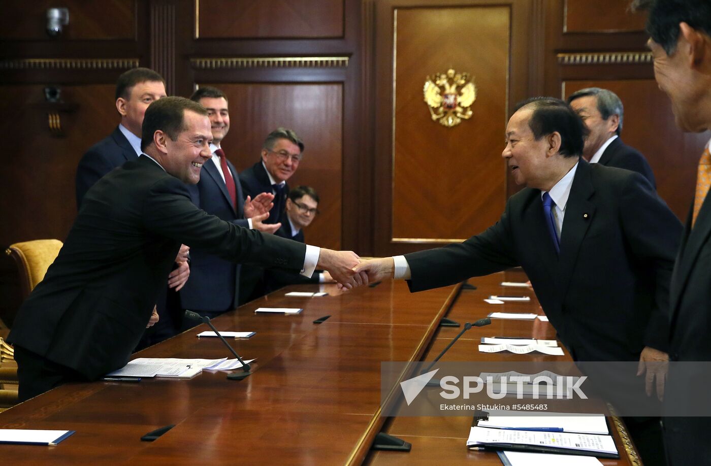 Prime Minister Dmitry Medvedev meets with Japanese LDP party leader Toshihiro Nikai