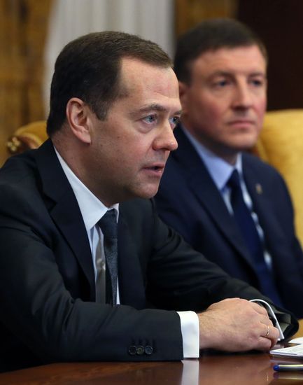 Prime Minister Dmitry Medvedev meets with Japanese LDP party leader Toshihiro Nikai