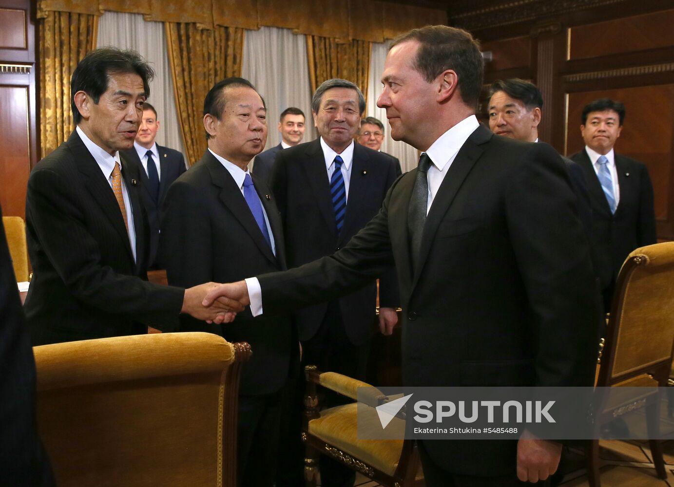 Prime Minister Dmitry Medvedev meets with Japanese LDP party leader Toshihiro Nikai