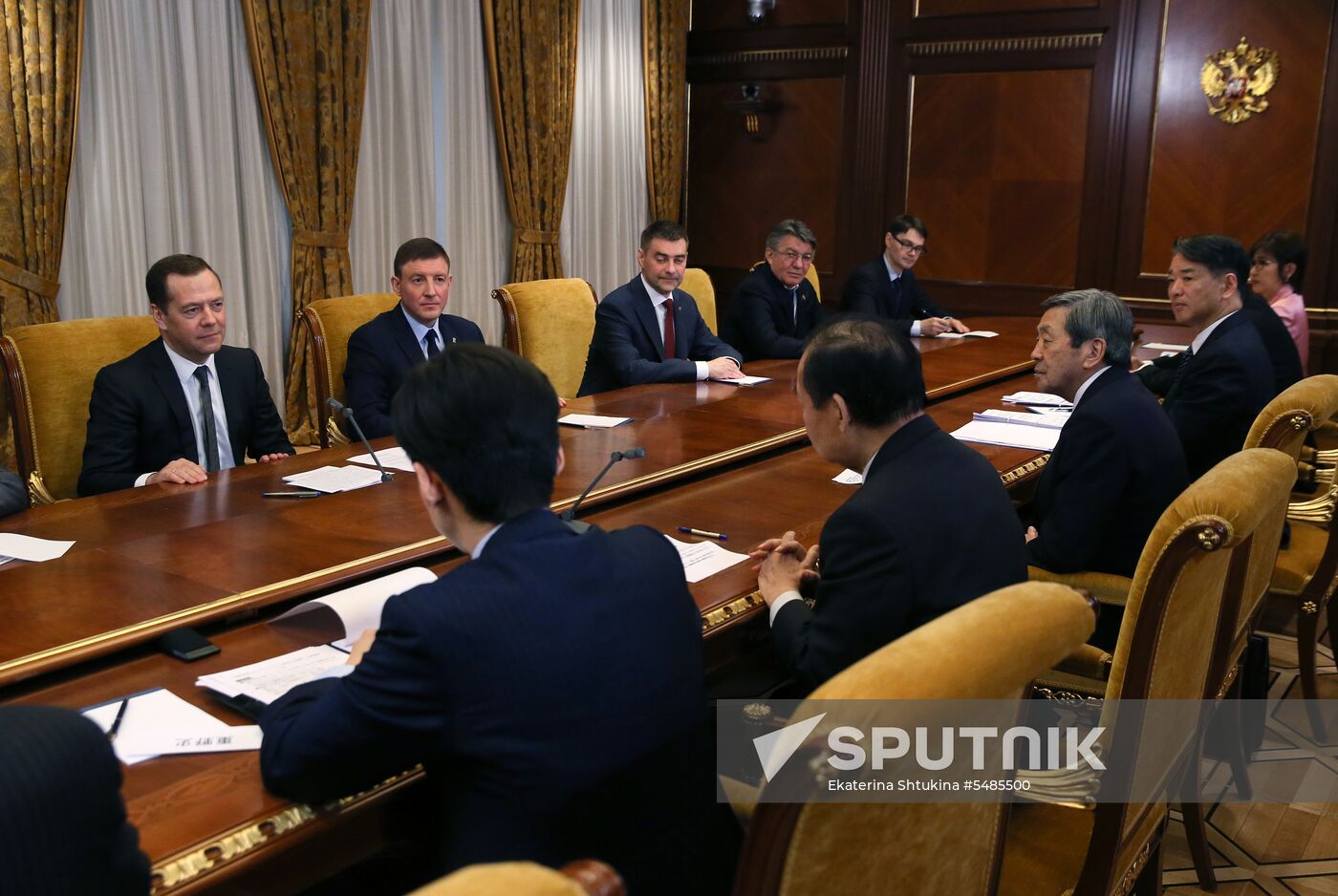 Prime Minister Dmitry Medvedev meets with Japanese LDP party leader Toshihiro Nikai