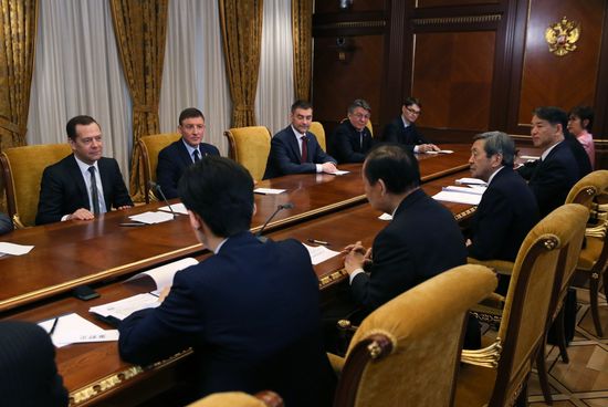 Prime Minister Dmitry Medvedev meets with Japanese LDP party leader Toshihiro Nikai