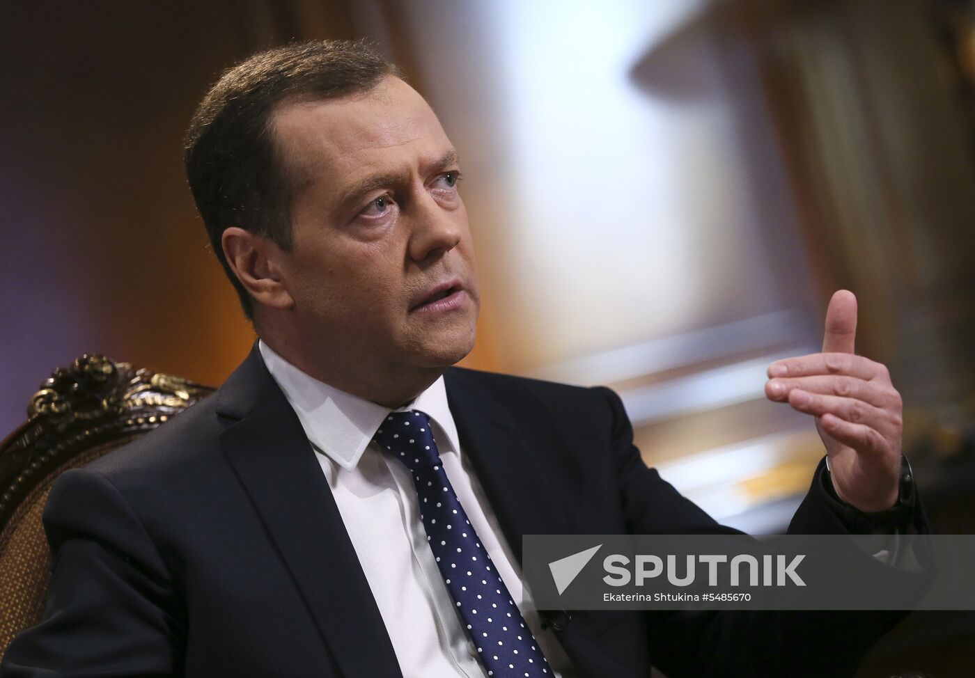 Prime Minister Dmitry Medvedev gives interview to 'Saturday News' anchor Sergei Brilev