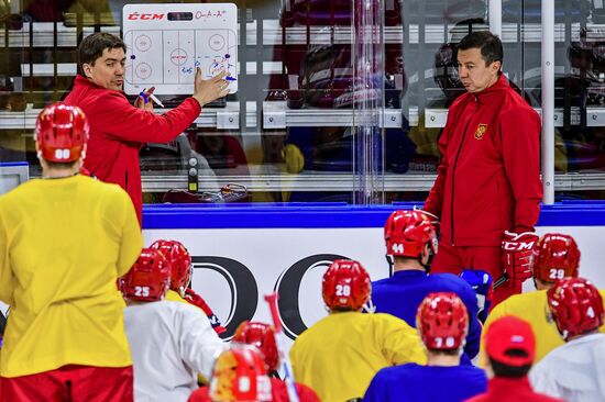 Ice hockey. World Championships. Russian national team's training session