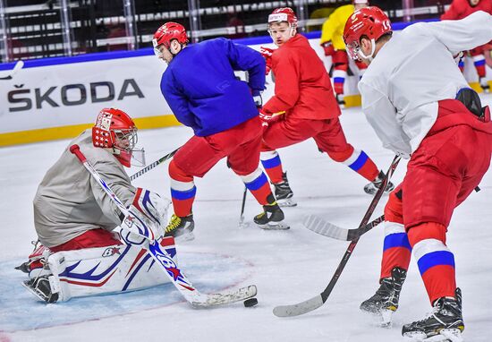 Ice hockey. World Championships. Russian national team's training session