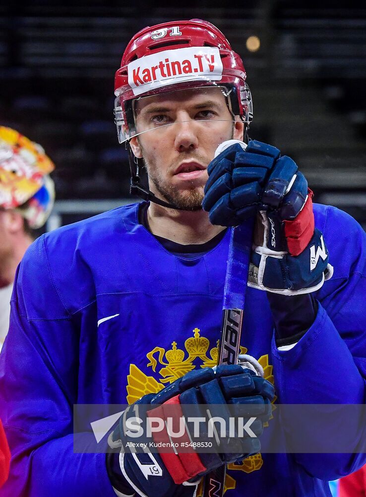 Ice hockey. World Ice Hockey Championships. Russian national team's training session