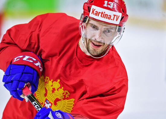 Ice hockey. World Ice Hockey Championships. Russian national team's training session