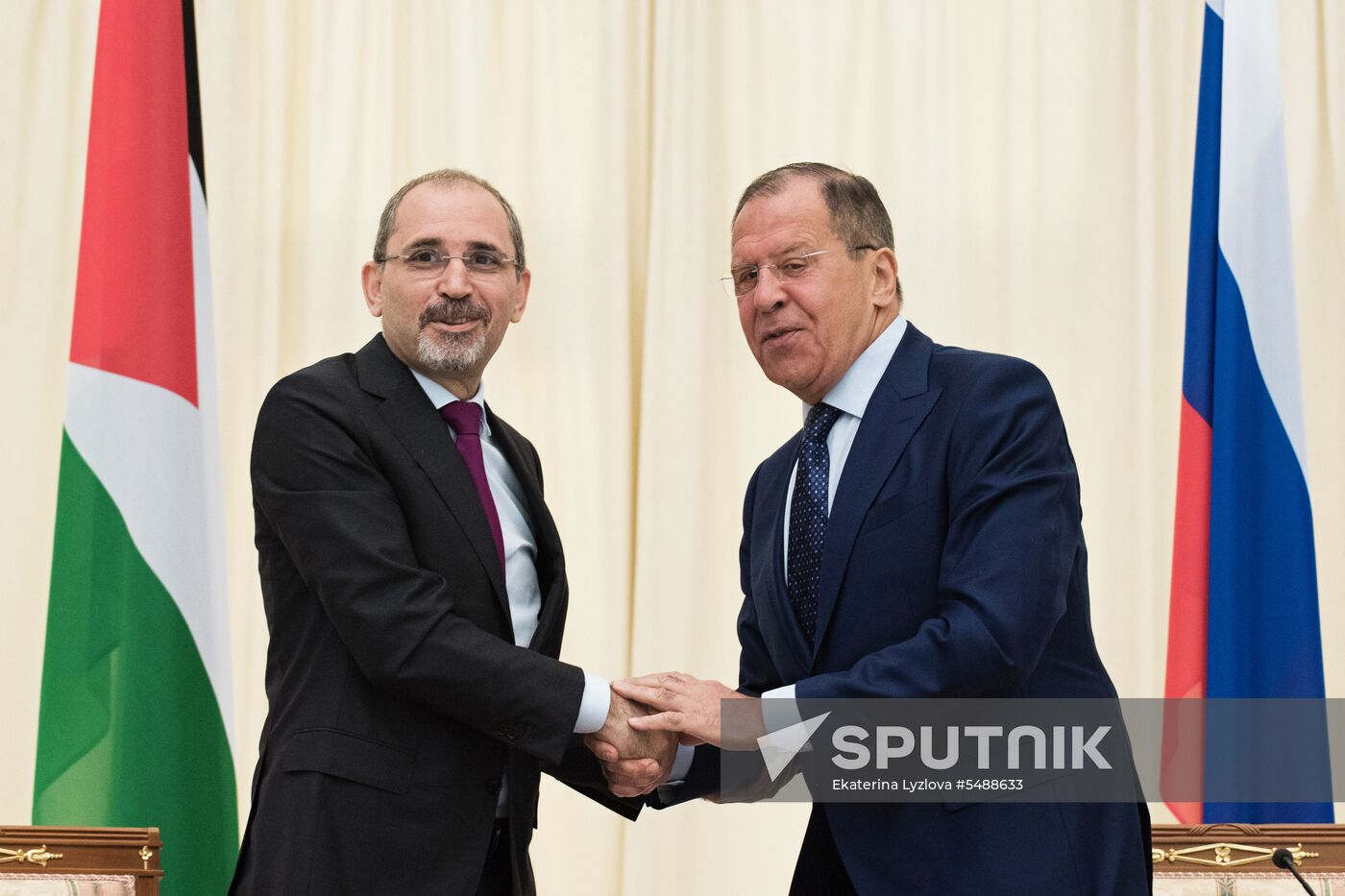 Russian Foreign Minister Sergei Lavrov meets with his counterpart from Hashemite Kingdom of Jordan Ayman Safadi