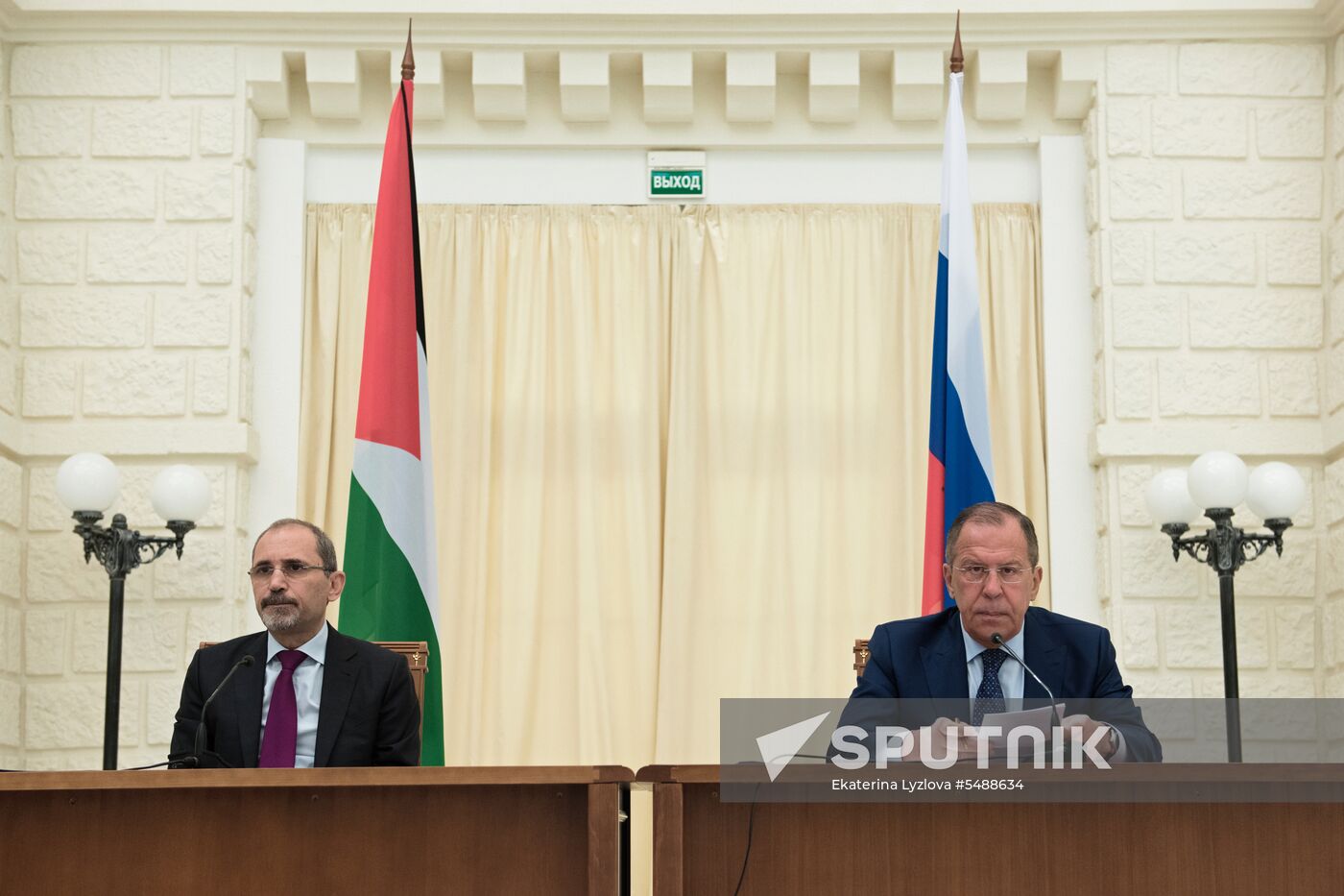 Russian Foreign Minister Sergei Lavrov meets with his counterpart from Hashemite Kingdom of Jordan Ayman Safadi