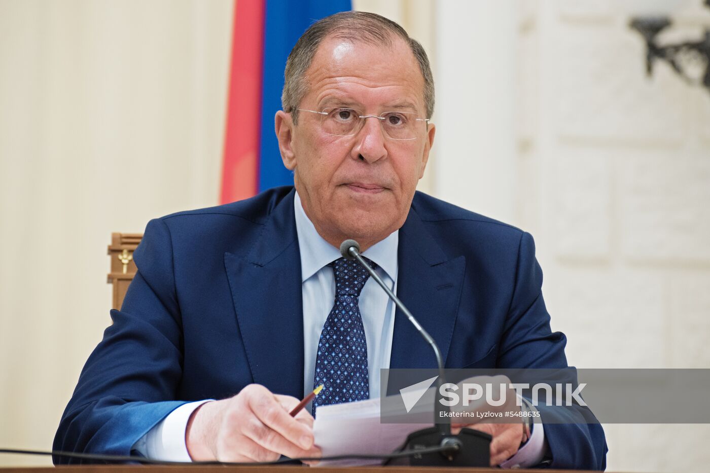 Russian Foreign Minister Sergei Lavrov meets with his counterpart from Hashemite Kingdom of Jordan Ayman Safadi