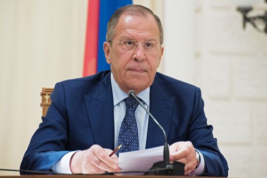Russian Foreign Minister Sergei Lavrov meets with his counterpart from Hashemite Kingdom of Jordan Ayman Safadi