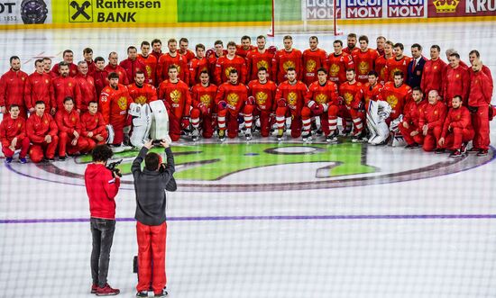 Ice hockey. 2018 IIHF World Championship. Russian national team's training session