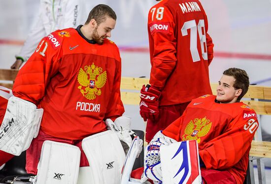 Ice hockey. 2018 IIHF World Championship. Russian national team's training session