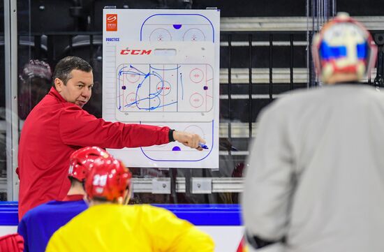 Ice hockey. 2018 IIHF World Championship. Russian national team's training session