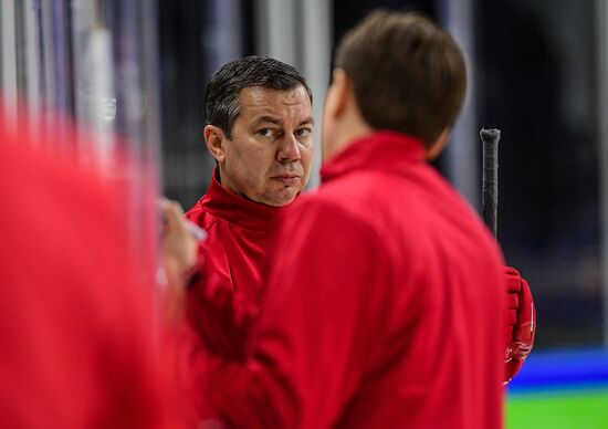 Ice hockey. 2018 IIHF World Championship. Russian national team's training session