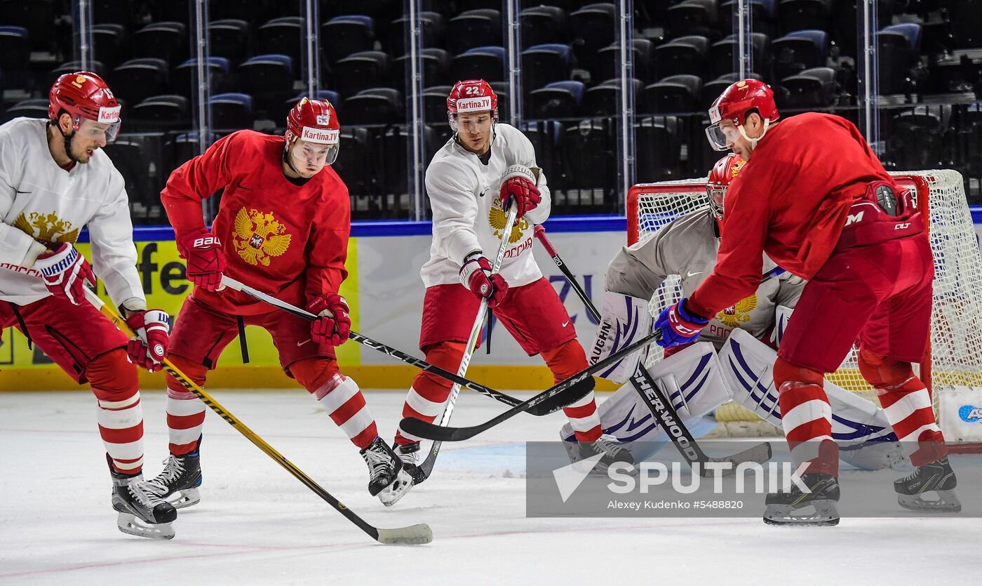Ice hockey. 2018 IIHF World Championship. Russian national team's training session