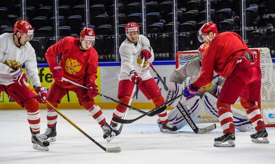 Ice hockey. 2018 IIHF World Championship. Russian national team's training session