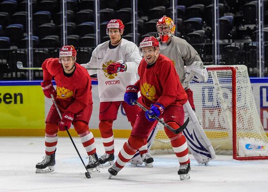 Ice hockey. 2018 IIHF World Championship. Russian national team's training session