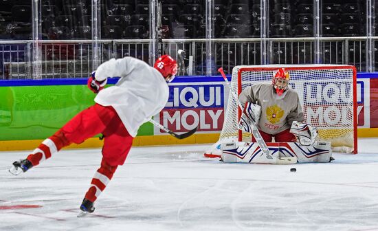 Ice hockey. 2018 IIHF World Championship. Russian national team's training session