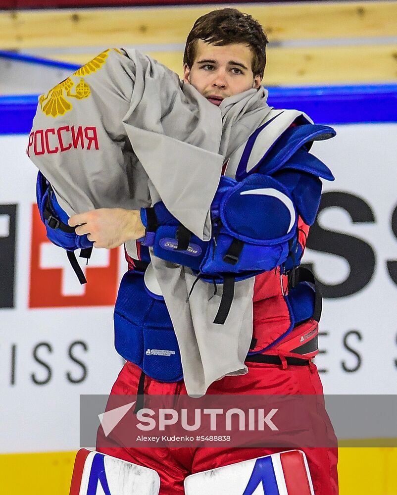 Ice hockey. 2018 IIHF World Championship. Russian national team's training session
