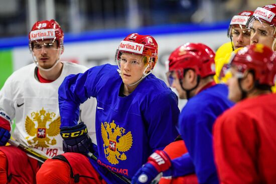 Ice hockey. 2018 IIHF World Championship. Russian national team's training session