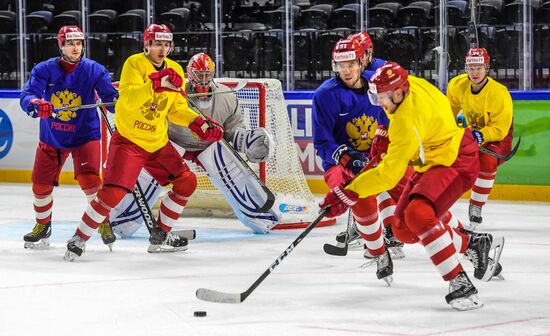 Ice hockey. 2018 IIHF World Championship. Russian national team's training session