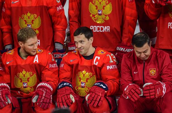 Ice hockey. 2018 IIHF World Championship. Russian national team's training session