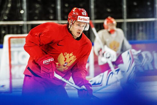 Ice hockey. 2018 IIHF World Championship. Russian national team's training session