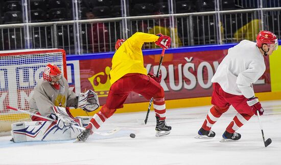 Ice hockey. 2018 IIHF World Championship. Russian national team's training session