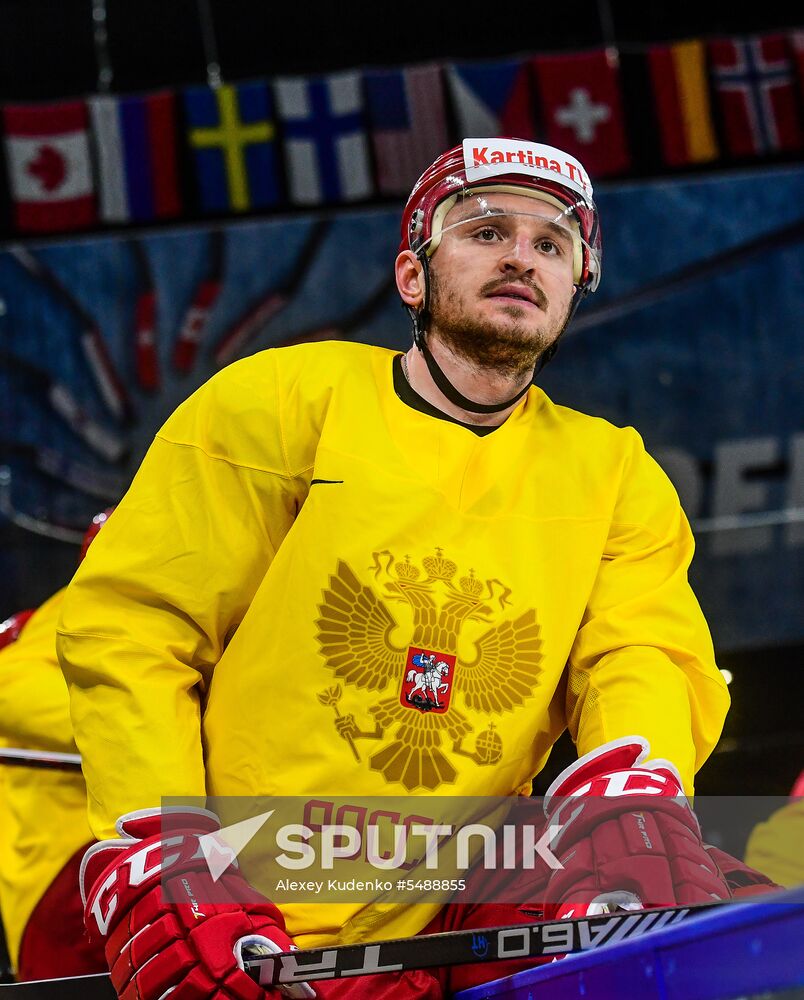 Ice hockey. 2018 IIHF World Championship. Russian national team's training session