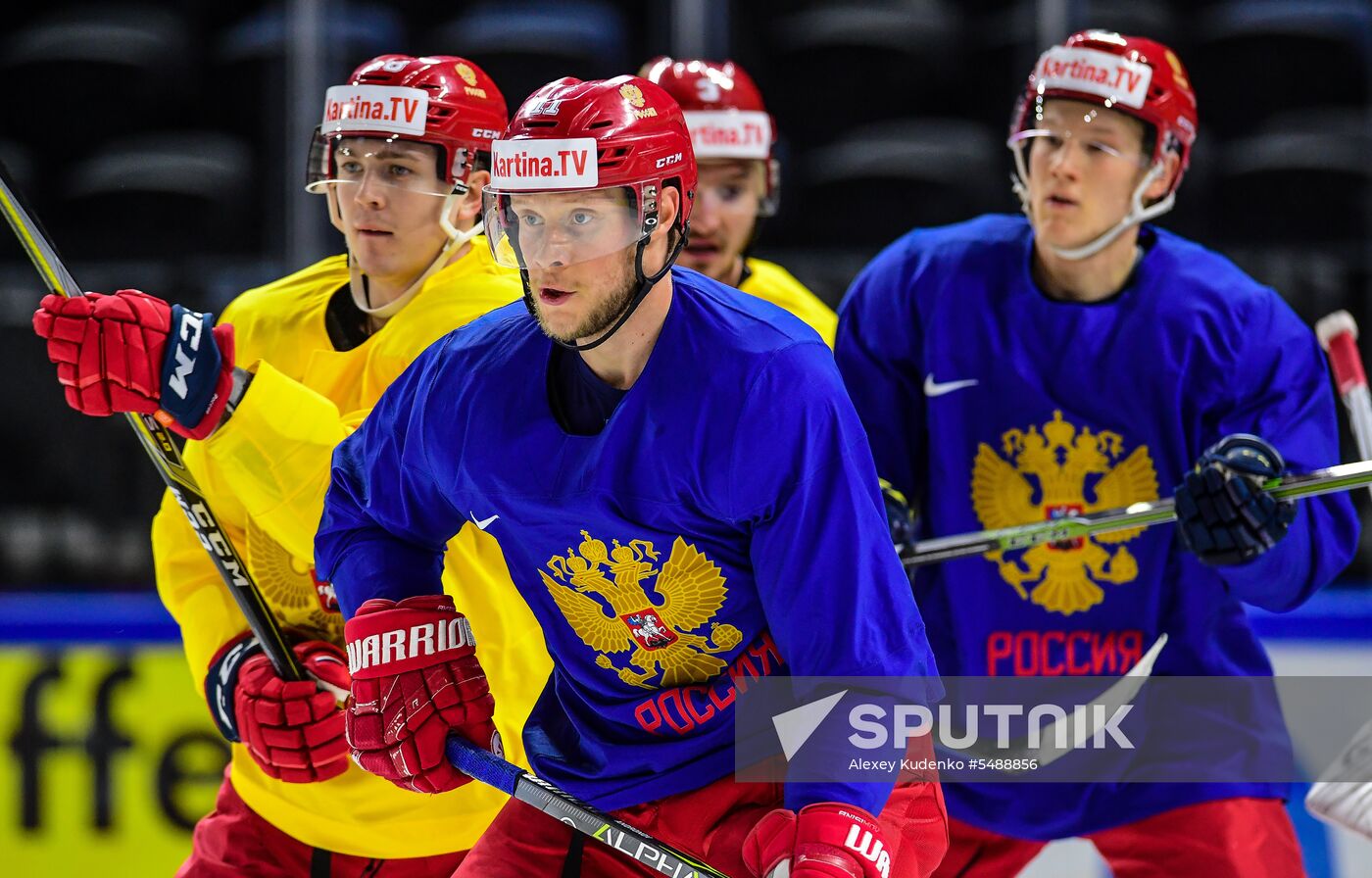 Ice hockey. 2018 IIHF World Championship. Russian national team's training session