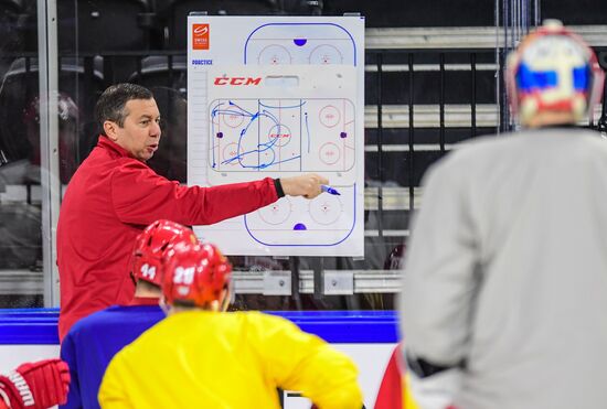 Ice hockey. 2018 IIHF World Championship. Russian national team's training session