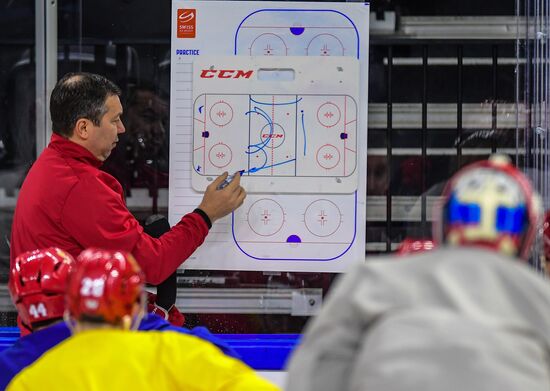 Ice hockey. 2018 IIHF World Championship. Russian national team's training session
