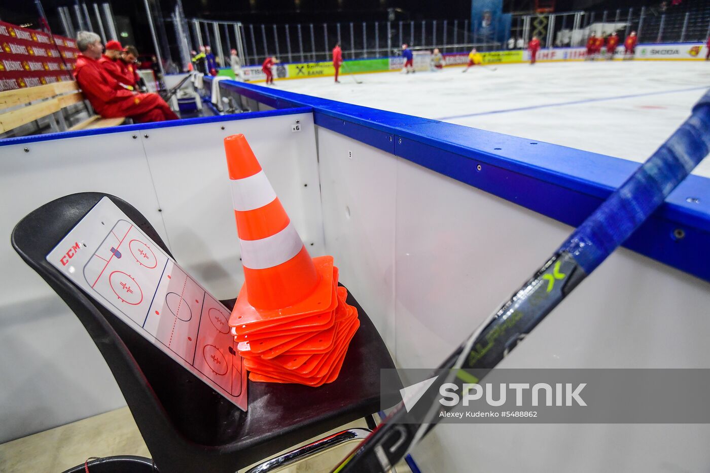 Ice hockey. 2018 IIHF World Championship. Russian national team's training session