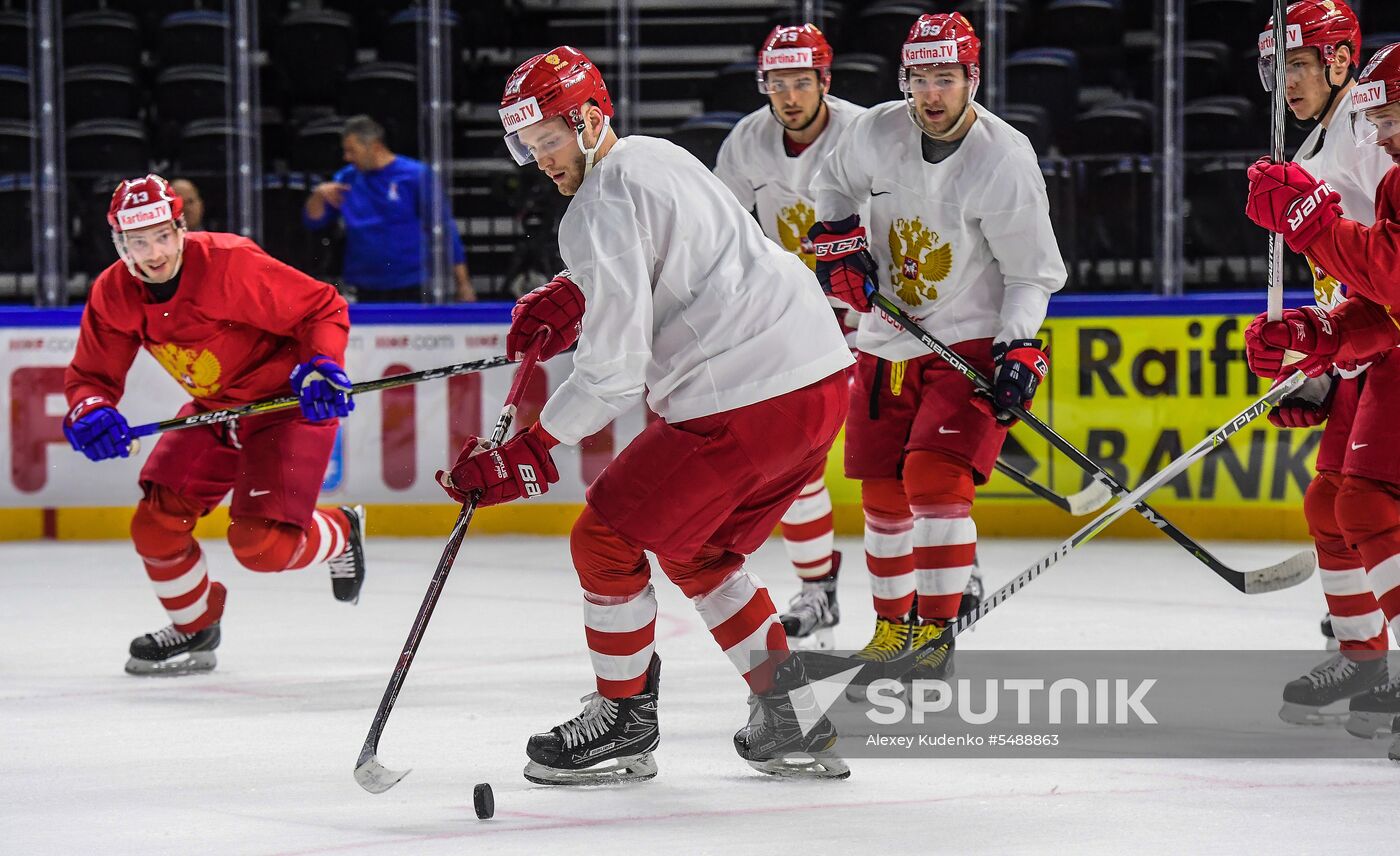 Ice hockey. 2018 IIHF World Championship. Russian national team's training session