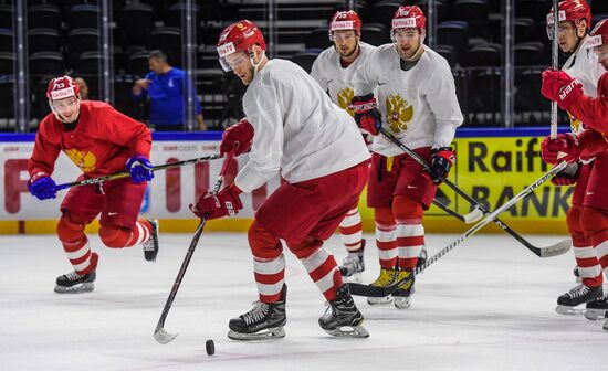Ice hockey. 2018 IIHF World Championship. Russian national team's training session